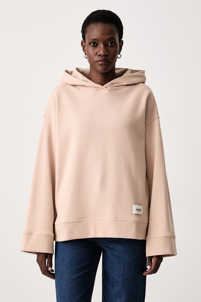 BOSS Orange Bluza z kapturem damska bawełniana C_Everlast różowy 50568990