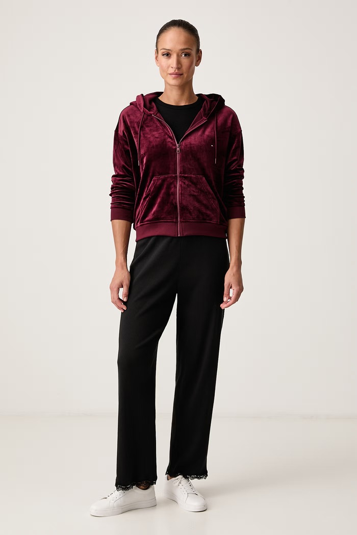 Tommy Hilfiger Dukserica sa kapuljačom ženska od velura UW0UW06706 bordo AW26