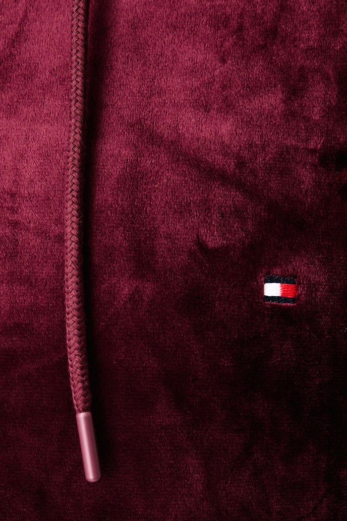 Dukserica sa kapuljačom ženska od velura Tommy Hilfiger bordo UW0UW06706