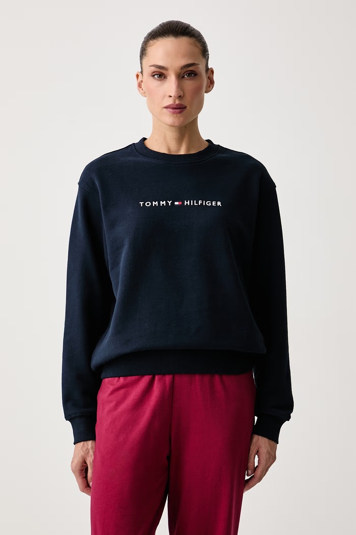 Tommy Hilfiger Pulover ženski bombažen mornarsko modra UW0UW06619