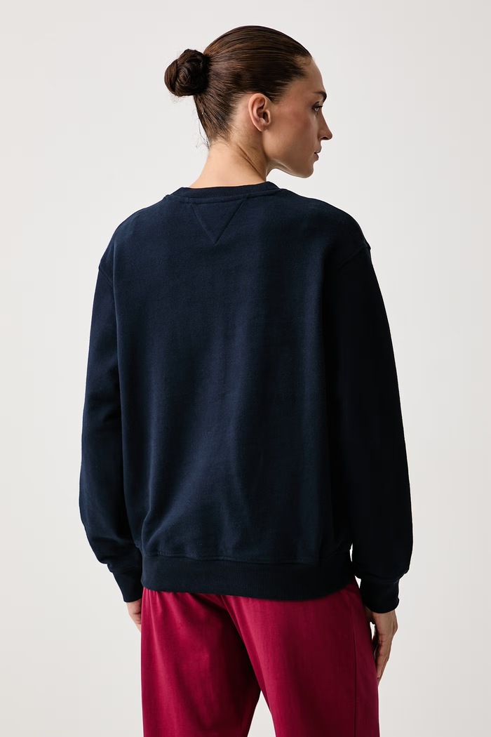 Oblačila Tommy Hilfiger Pulover ženski bombažen UW0UW06619 mornarsko modra