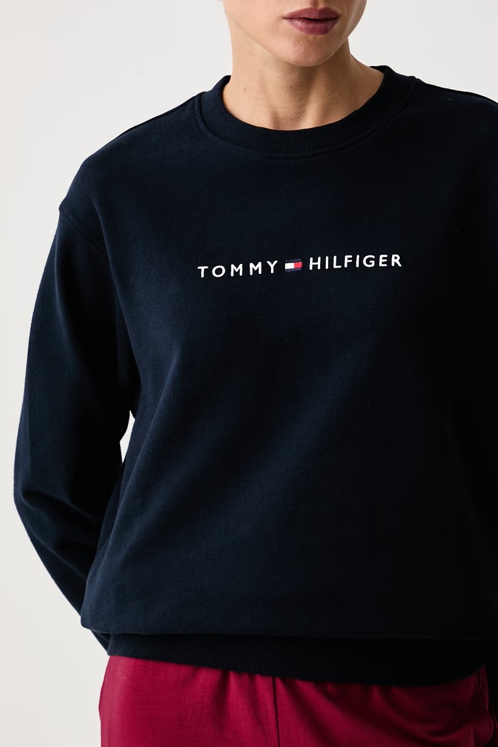 Pulover ženski bombažen Tommy Hilfiger UW0UW06619 mornarsko modra
