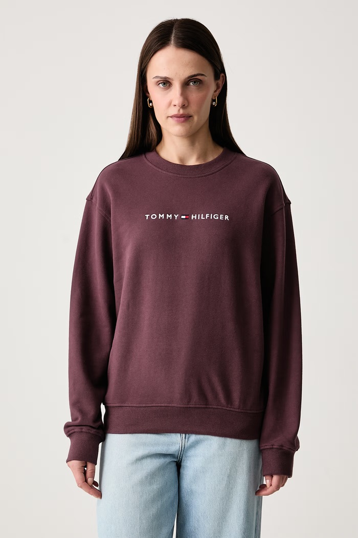 Tommy Hilfiger Bluza damska bawełniana bordowy UW0UW06619