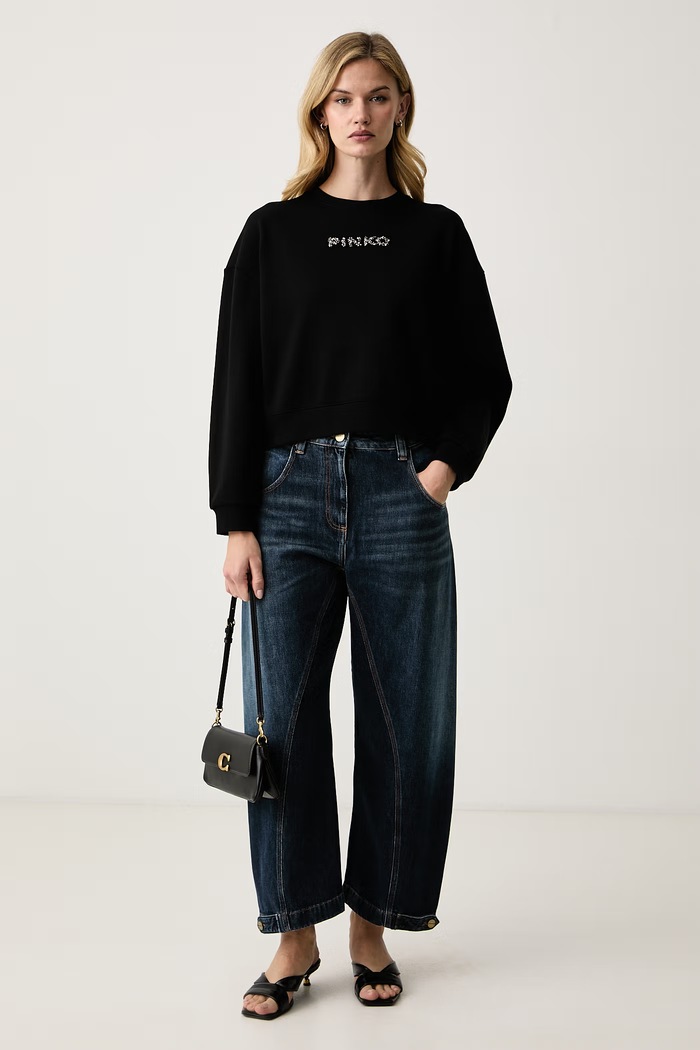 Pinko Oversize dukserica za žene od pamuka 106302.A3Q0 crna AW26