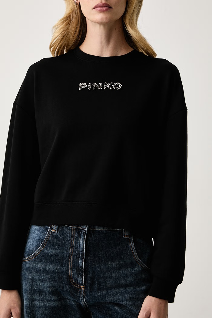 Oversize dukserica za žene od pamuka Pinko 106302.A3Q0 crna