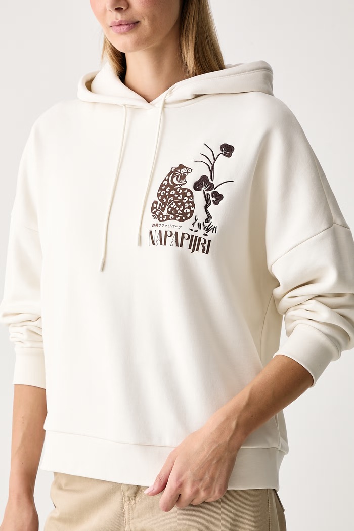 Bluza z kapturem damska z bawełną Aral Napapijri NP0A8BAMF1O1 beżowy