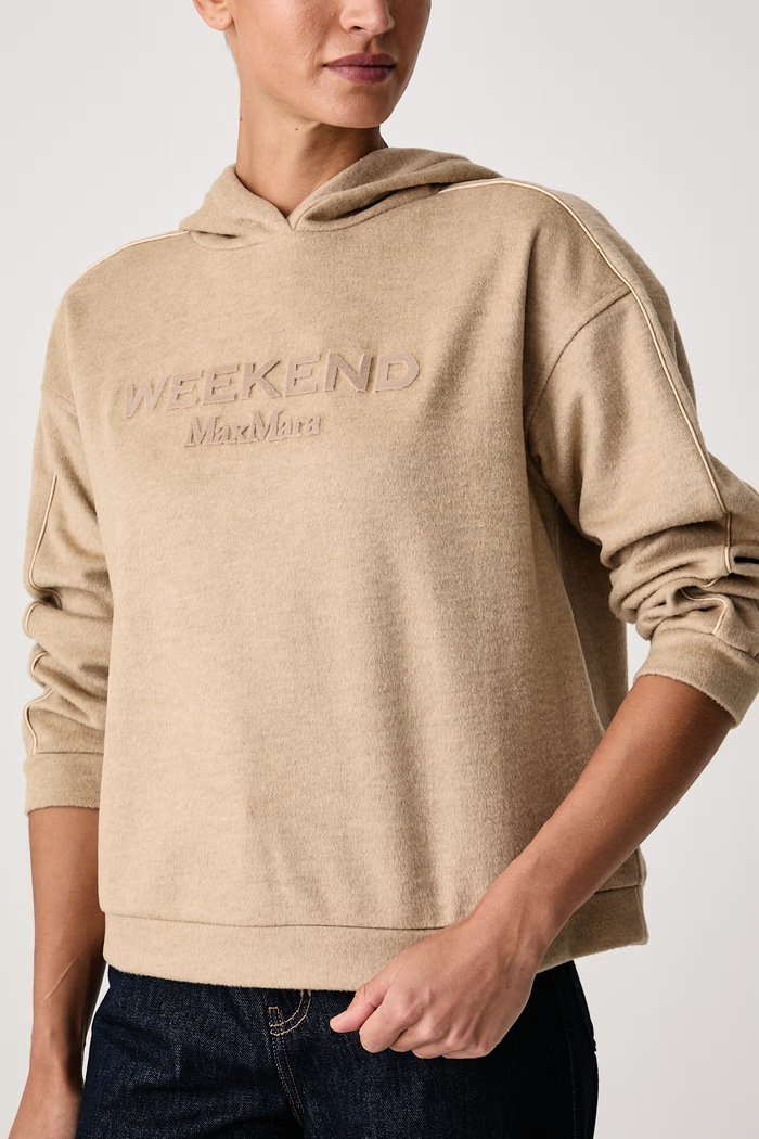Bluza z kapturem damska z dodatkiem wełny WKDVETRINO Weekend Max Mara 2625926012600 beżowy