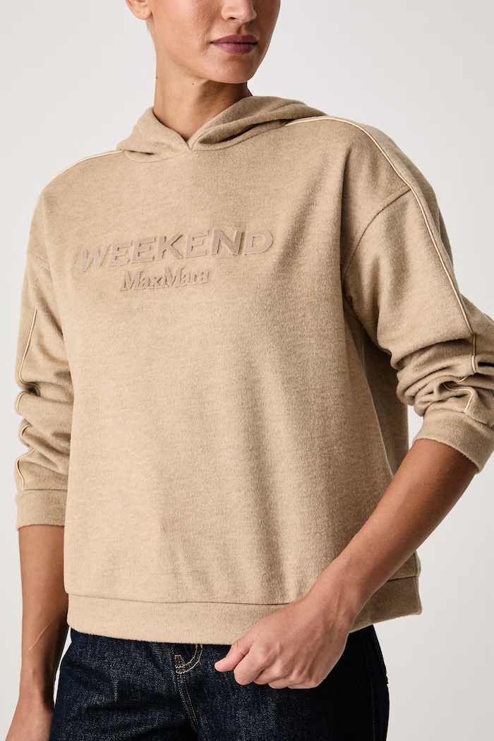 Bluza z kapturem damska z dodatkiem wełny WKDVETRINO Weekend Max Mara 2625926012600 beżowy