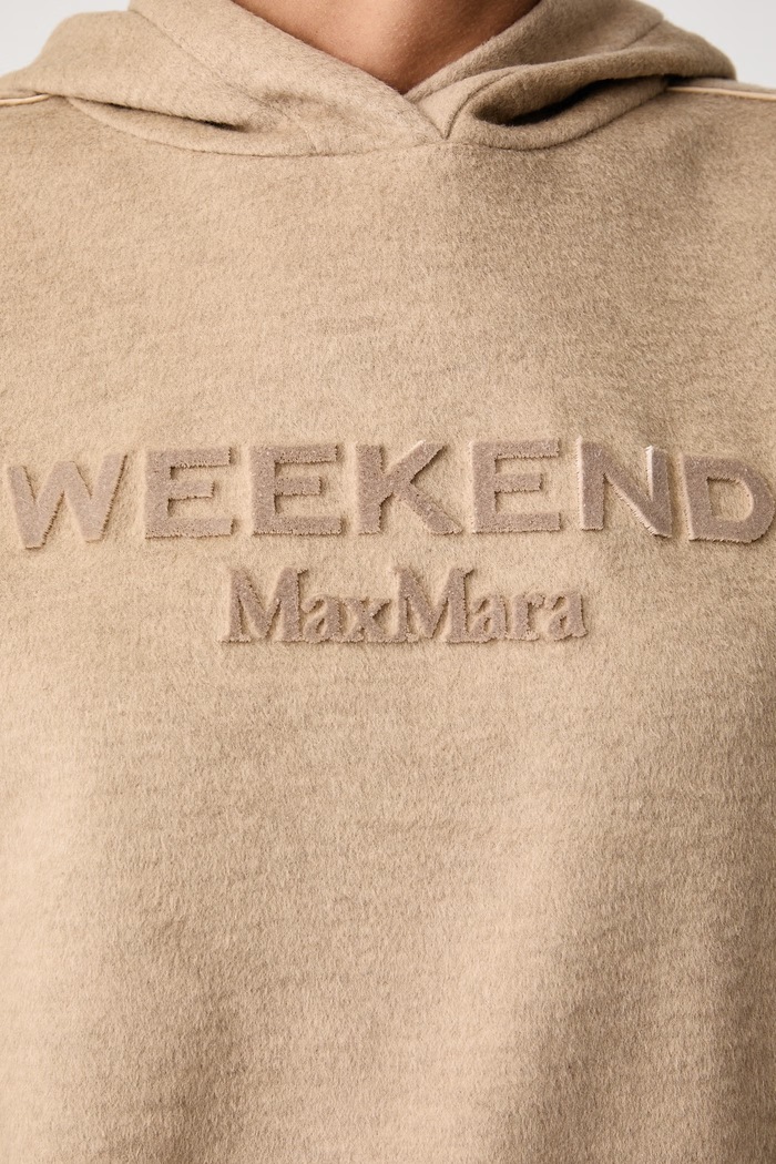 Bluza z kapturem damska z dodatkiem wełny WKDVETRINO Weekend Max Mara beżowy 2625926012600