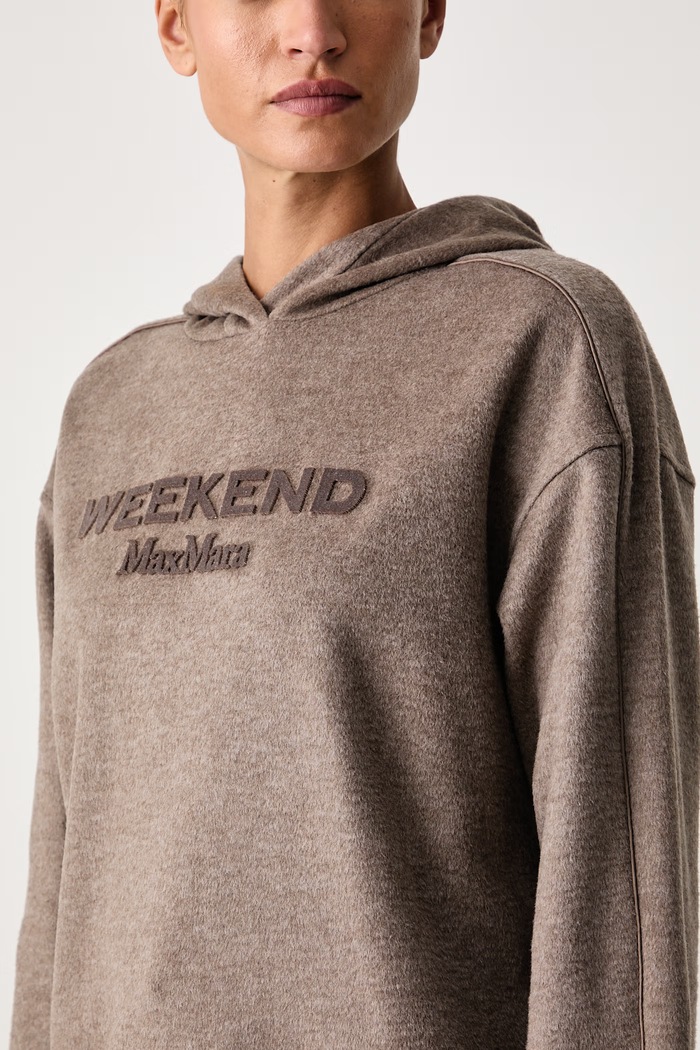 Bluza z kapturem damska z dodatkiem wełny WKDVETRINO Weekend Max Mara 2625926012600 brązowy