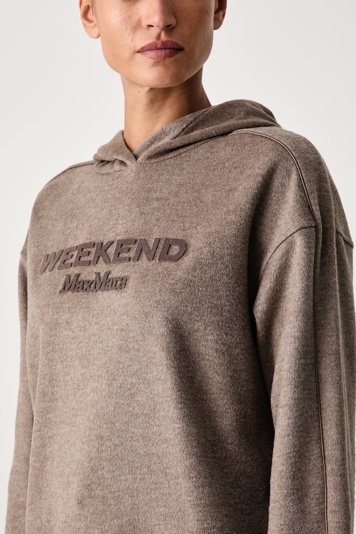Bluza z kapturem damska z dodatkiem wełny WKDVETRINO Weekend Max Mara 2625926012600 brązowy