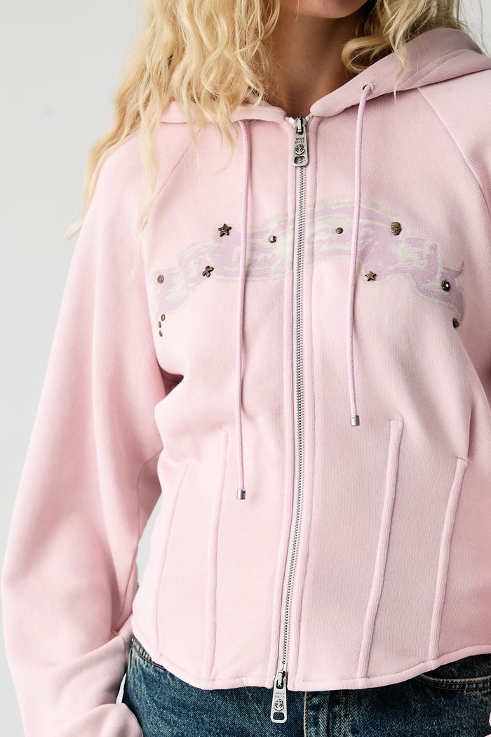 Bluza rozpinana z kapturem damska bawełniana Miss Sixty 6M3TJ0710A różowy
