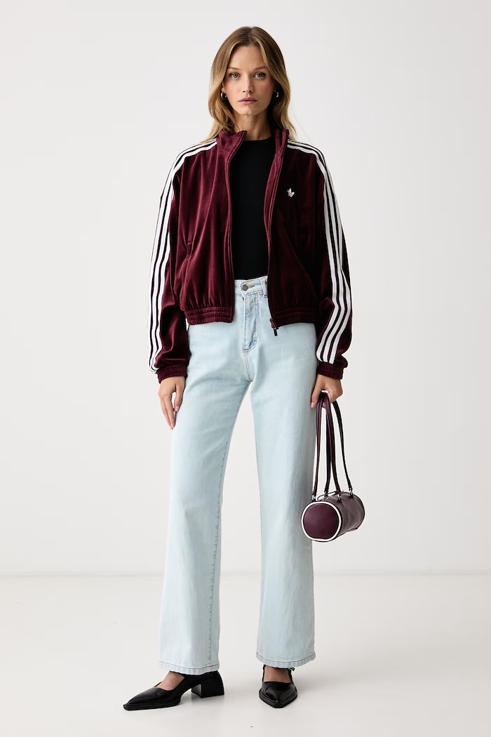adidas Originals Dukserica na zakopčavanje za žene Micro Pleat Injection LG4300 bordo AW26
