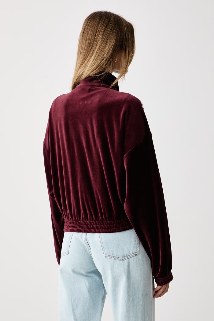 Odjeća adidas Originals Dukserica na zakopčavanje za žene Micro Pleat Injection LG4300 bordo