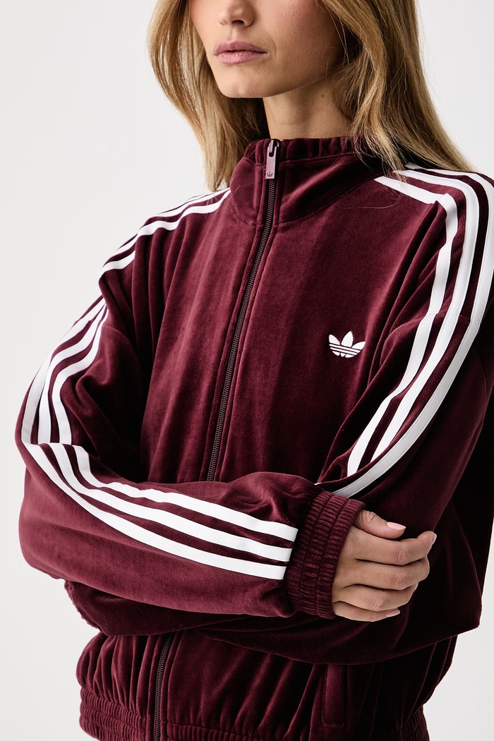 Dukserica na zakopčavanje za žene Micro Pleat Injection adidas Originals LG4300 bordo
