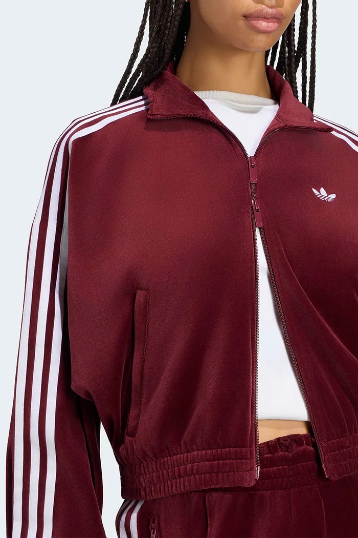 Bluza rozpinana damska Micro Pleat Injection adidas Originals LG4300 bordowy
