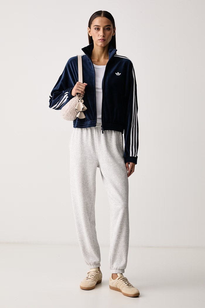 adidas Originals Bluza rozpinana damska welurowa Micro Pleat Injection LG4298 granatowy AW26