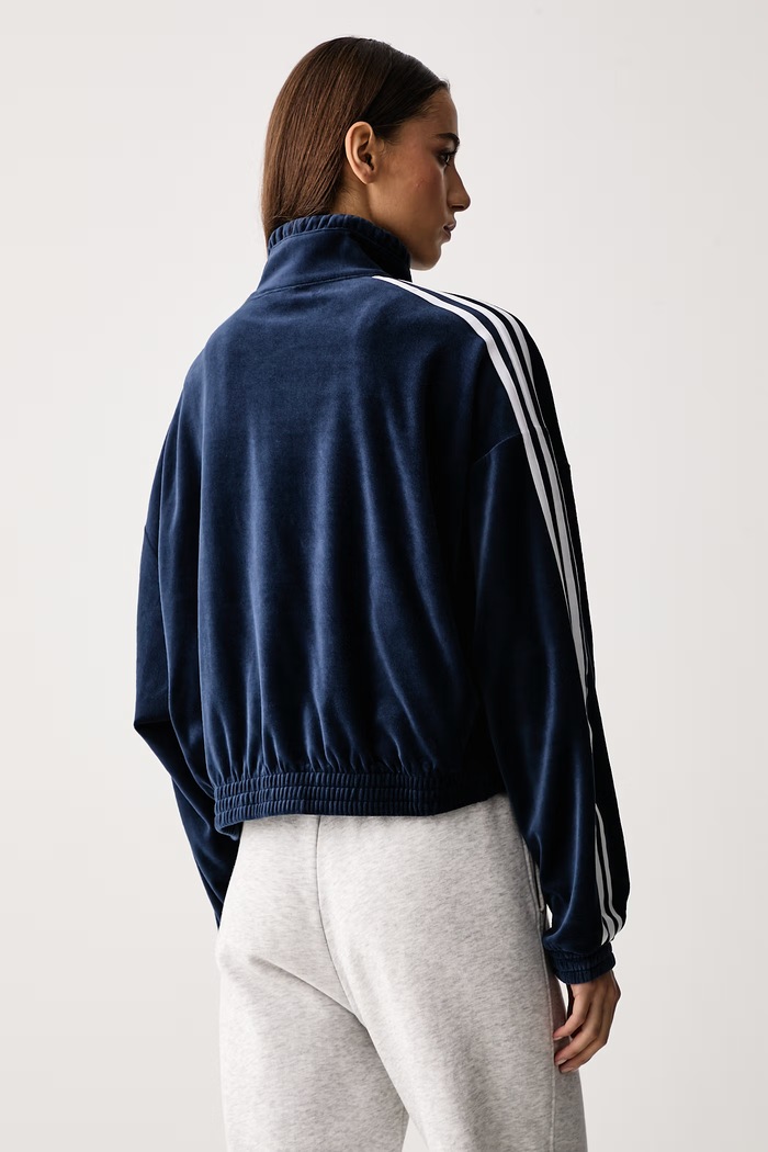 Odzież adidas Originals Bluza rozpinana damska welurowa Micro Pleat Injection LG4298 granatowy