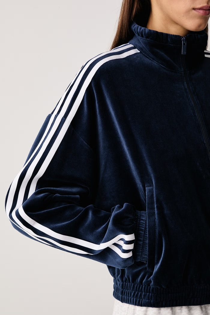 Bluza rozpinana damska welurowa Micro Pleat Injection adidas Originals LG4298 granatowy