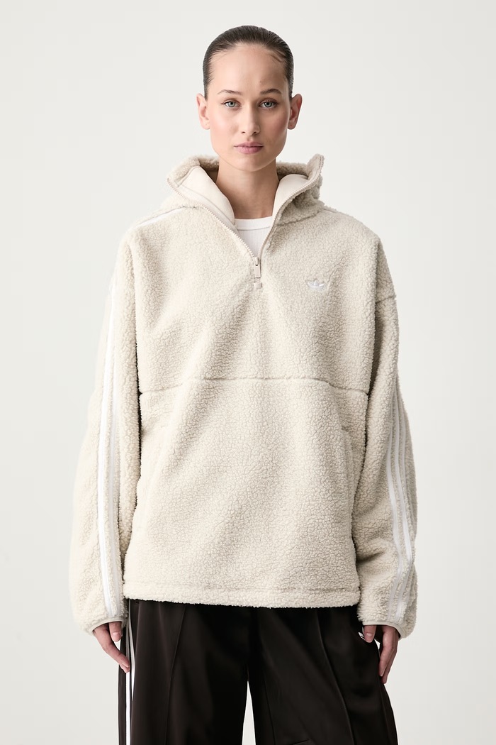 adidas Originals Bluza z kapturem damska polarowa Adiluna Season 2 x Jennie beżowy LD4967
