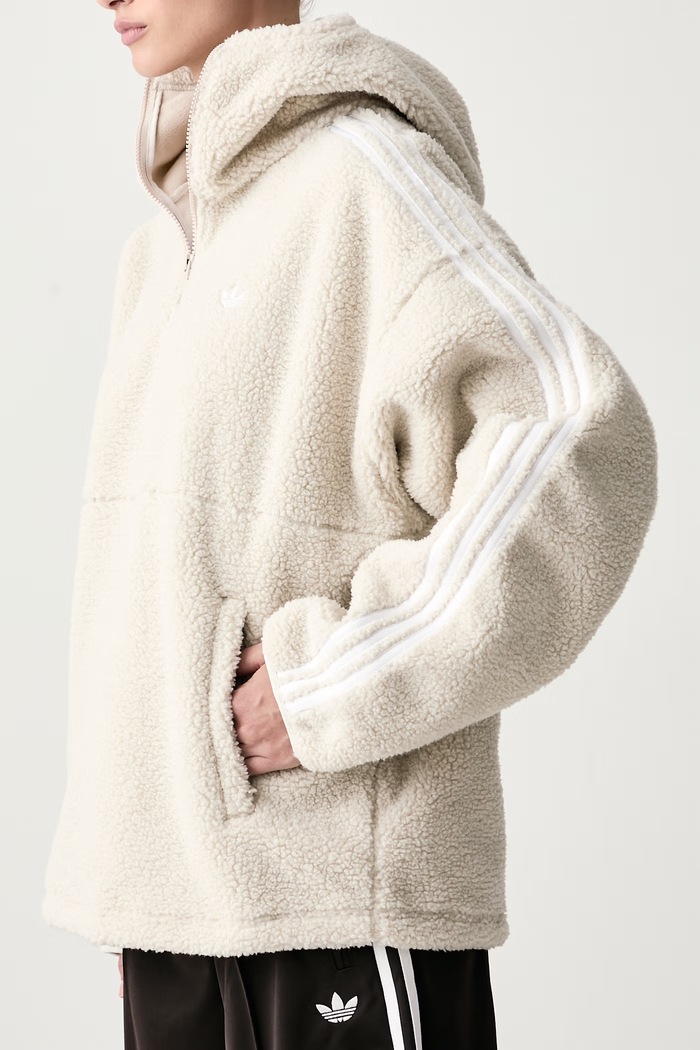 Bluza z kapturem damska polarowa Adiluna Season 2 x Jennie adidas Originals LD4967 beżowy