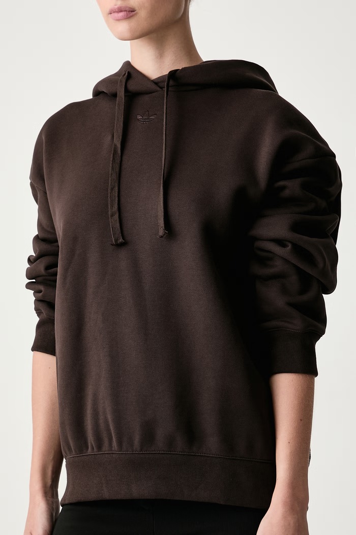 Bluza z kapturem damska z bawełną adidas Originals KT4668 brązowy