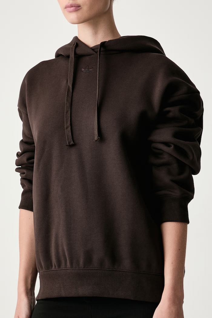 Bluza z kapturem damska z bawełną adidas Originals KT4668 brązowy