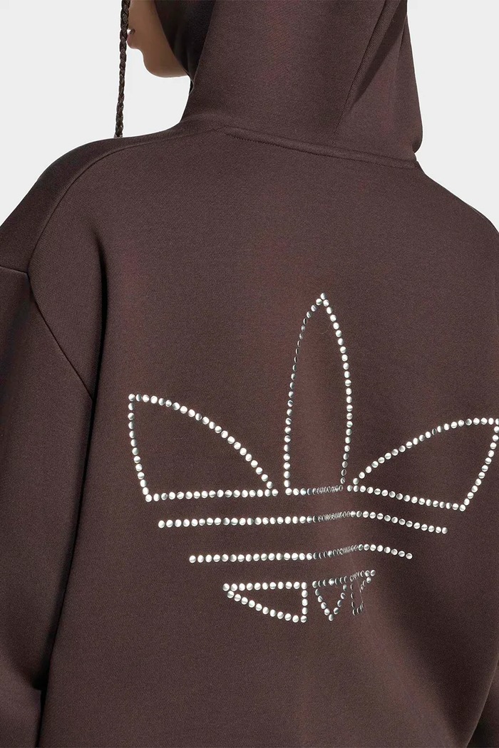 Μπλούζα με κουκούλα γυναικεία με βαμβάκι adidas Originals καφέ KT4668