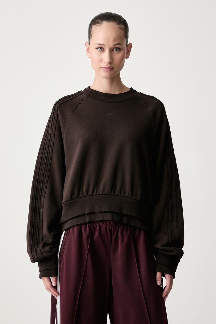 adidas Originals Bluza damska bawełniana Winterized Double brązowy KT2329