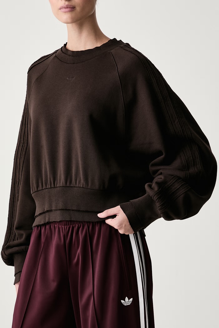Bluza damska bawełniana Winterized Double adidas Originals KT2329 brązowy