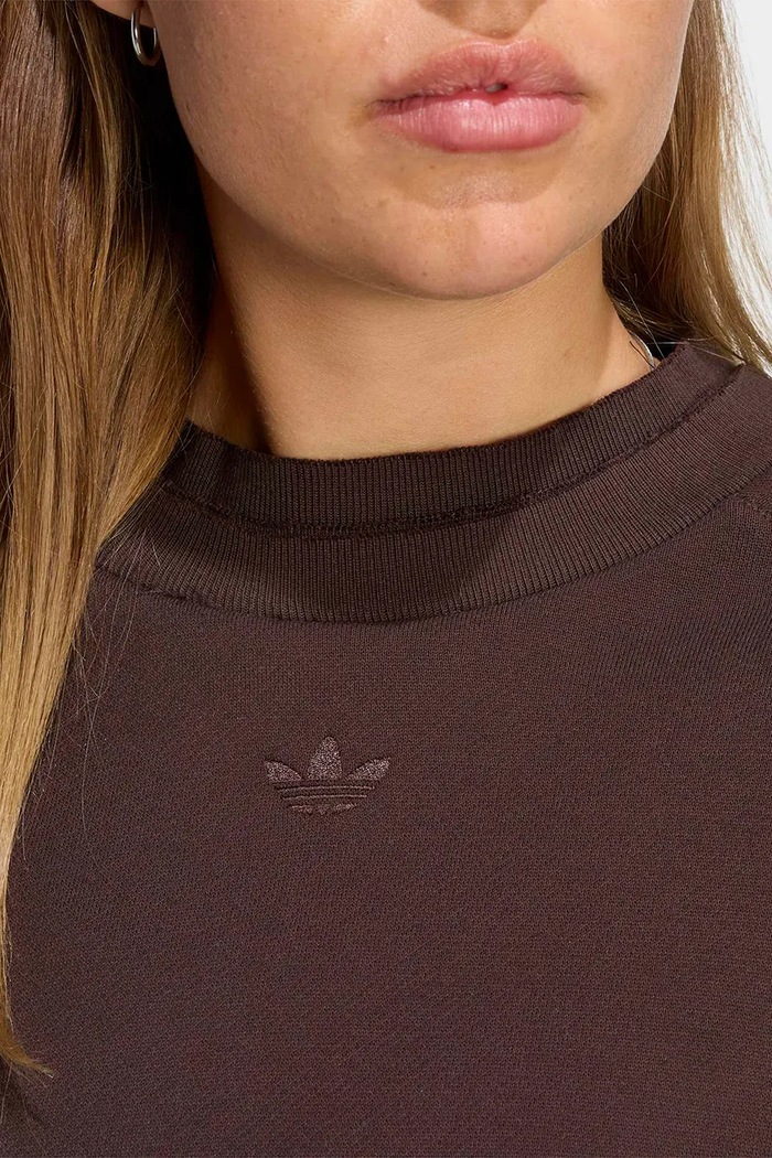Μπλούζα γυναικεία βαμβακερή Winterized Double adidas Originals καφέ KT2329