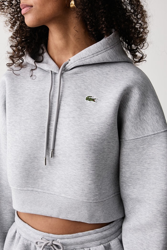 Bluza z kapturem damska z bawełną Lacoste SF8324 szary