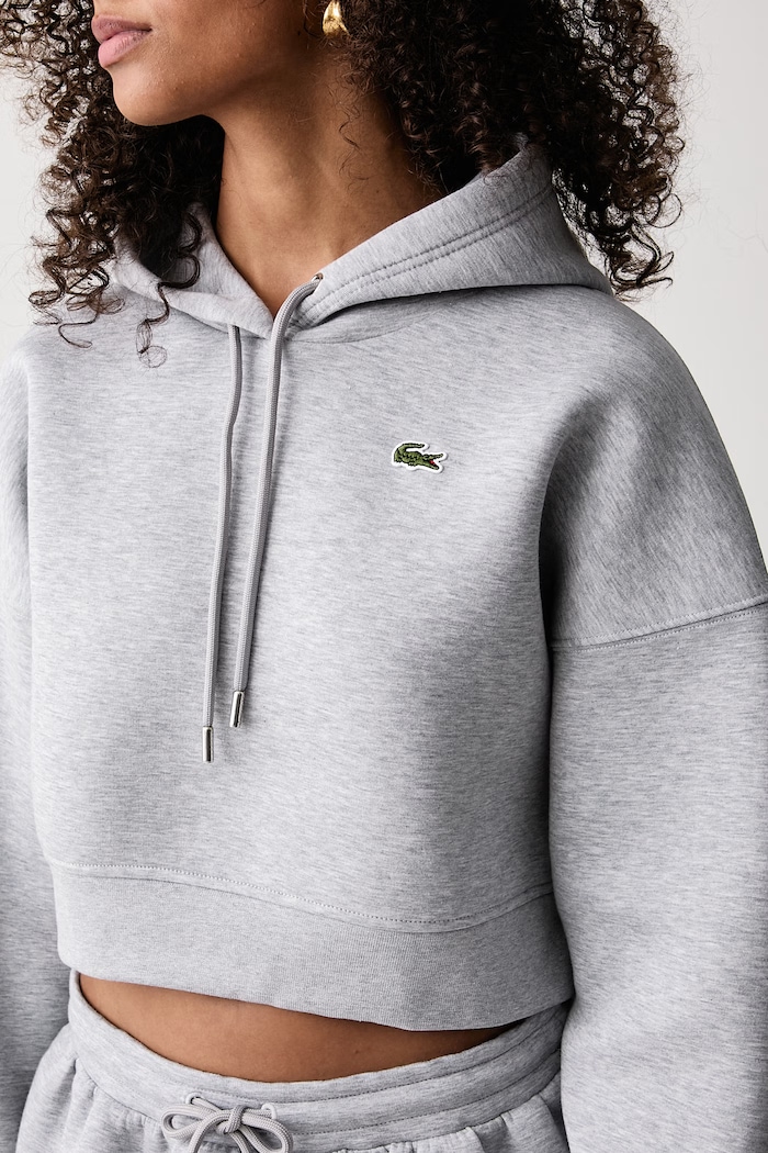 Bluza z kapturem damska z bawełną Lacoste SF8324 szary