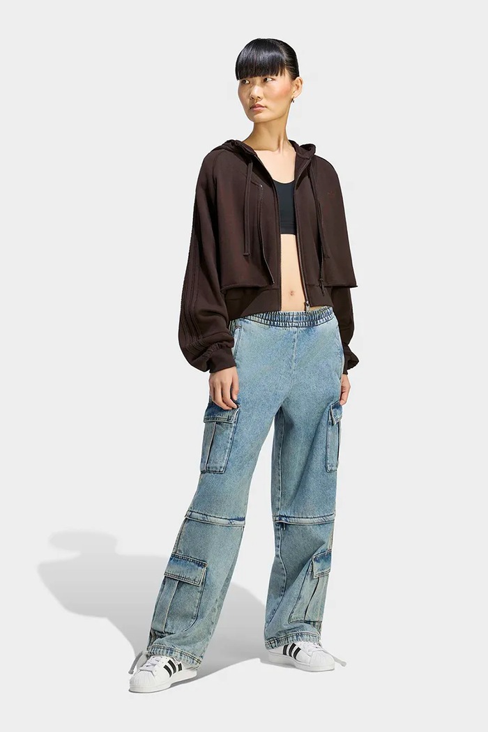 Odzież adidas Originals Bluza rozpinana z kapturem damska bawełniana SST Double Front KT1922 brązowy