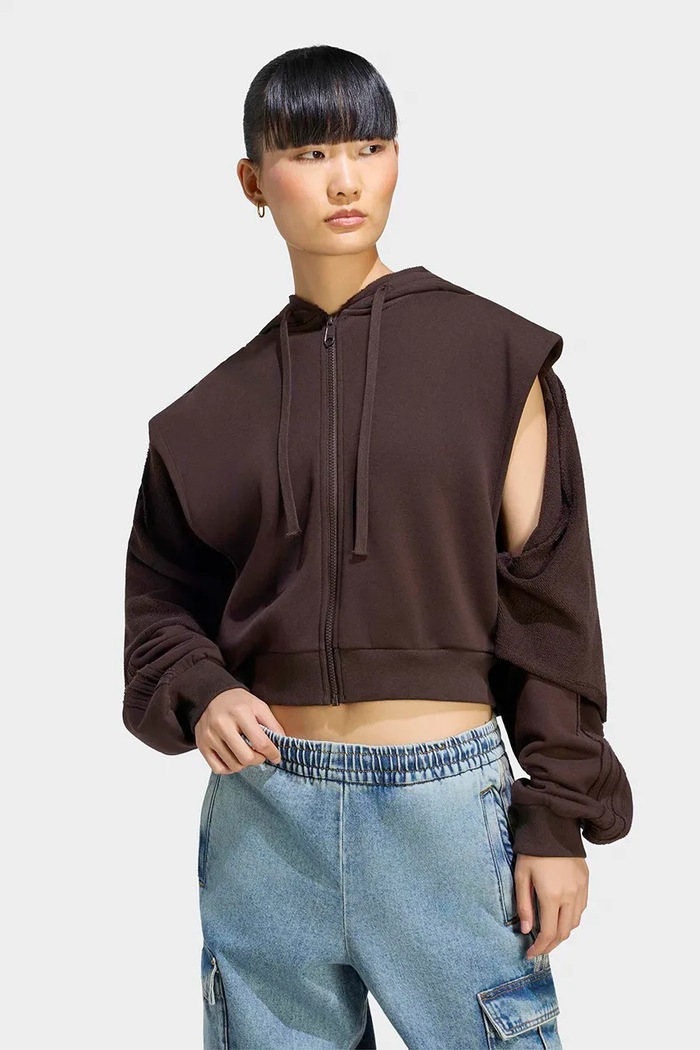 Bluza rozpinana z kapturem damska bawełniana SST Double Front adidas Originals KT1922 brązowy