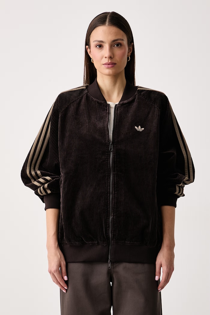 adidas Originals Bluza rozpinana damska sztruksowa Corduroy brązowy KT0050