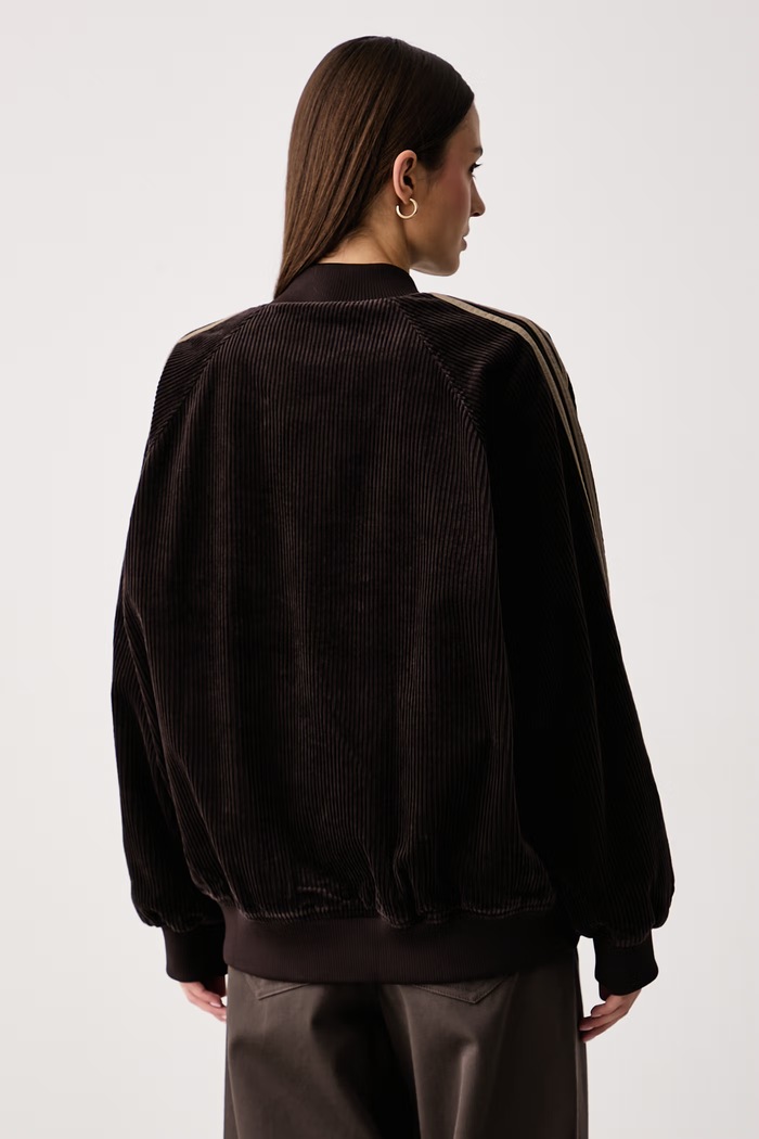 adidas Originals Bluza rozpinana damska sztruksowa Corduroy KT0050 brązowy AW26