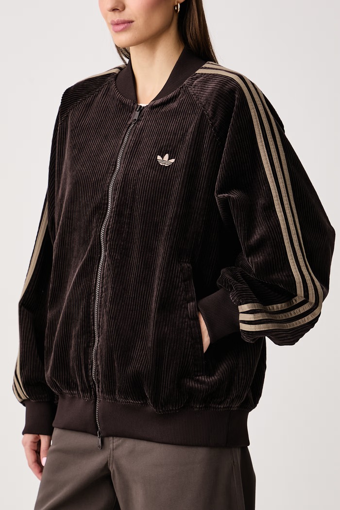 Odzież adidas Originals Bluza rozpinana damska sztruksowa Corduroy KT0050 brązowy
