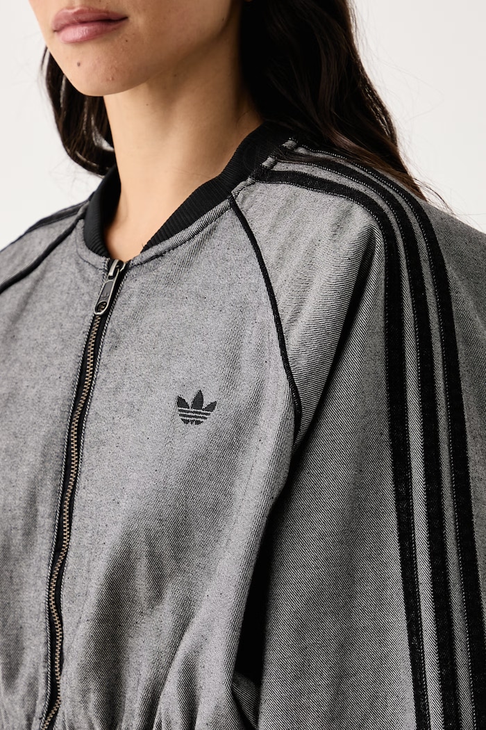 Ζακέτα με φερμουάρ γυναικεία με βαμβάκι adidas Originals KS9215 γκρί