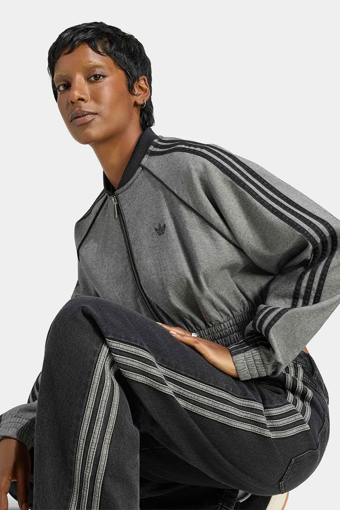 Bluza rozpinana damska z bawełną adidas Originals KS9215 szary