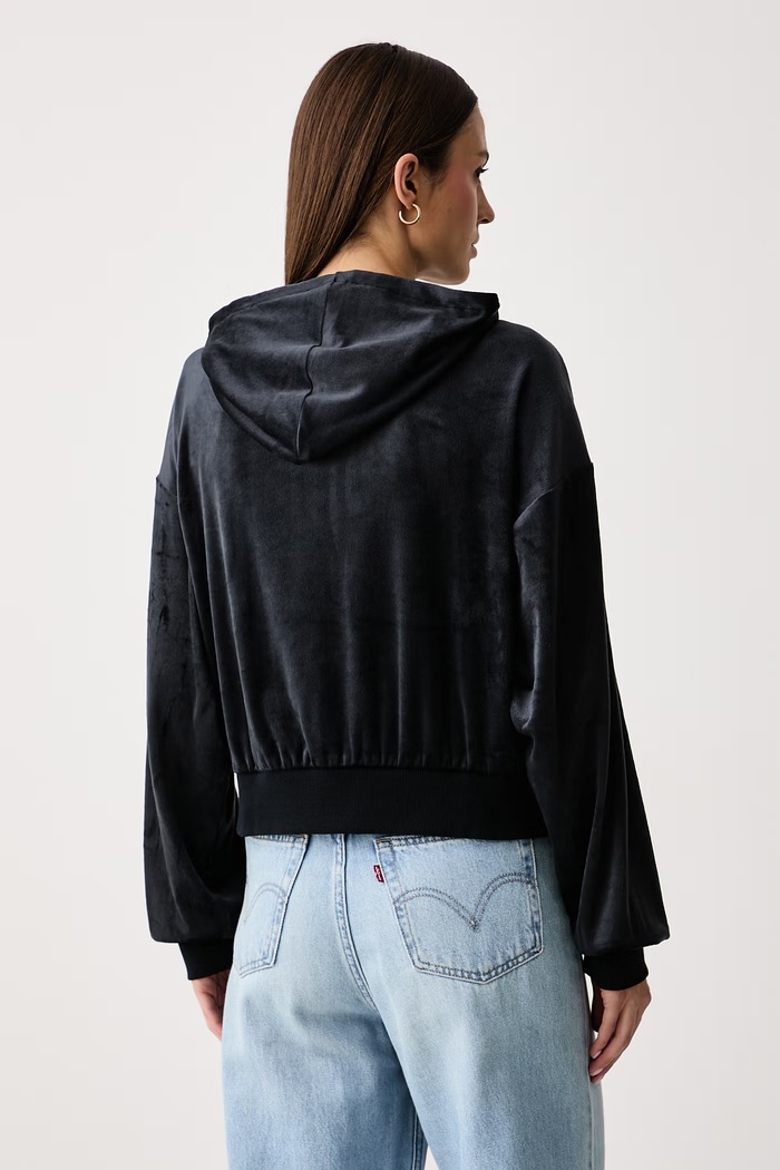 Odzież adidas Originals Bluza rozpinana z kapturem damska welurowa Essentials Velour KR9150 czarny