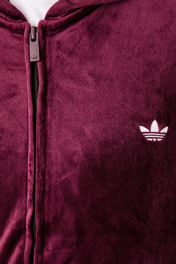 Bluza rozpinana z kapturem damska welurowa Essentials Velour adidas Originals bordowy KQ9252