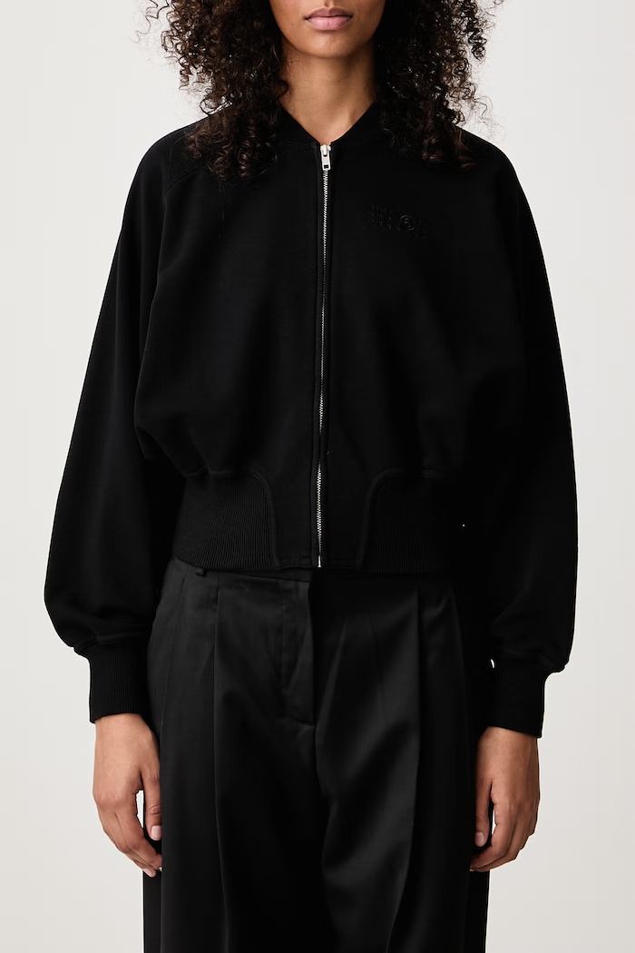 Bluza rozpinana z kapturem z bawełną damska MM6 Maison Margiela czarny S62HG0033.M25013