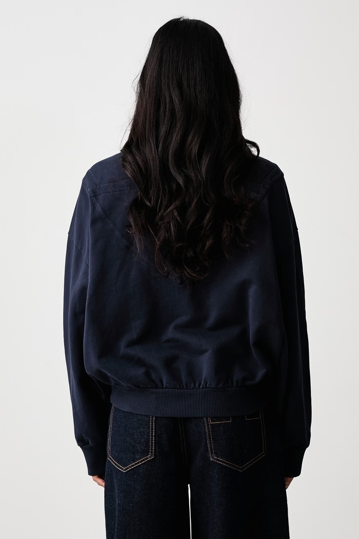 Odzież MM6 Maison Margiela Bluza rozpinana z kapturem bawełniana damska S52HG0045.M25025 granatowy
