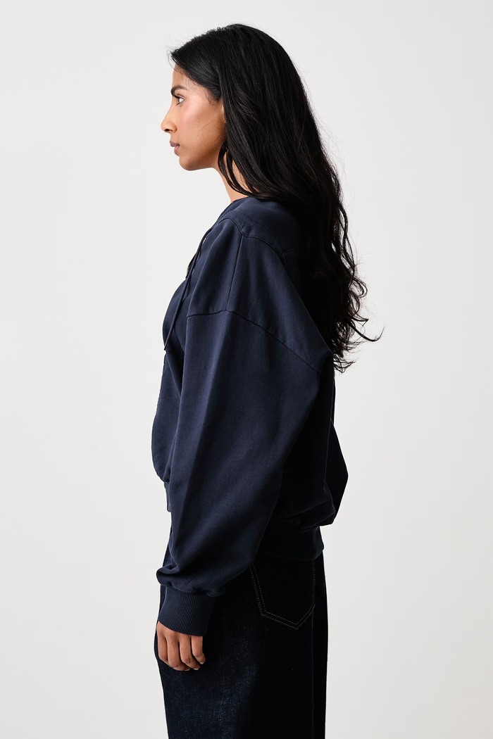Bluza rozpinana z kapturem bawełniana damska MM6 Maison Margiela S52HG0045.M25025 granatowy