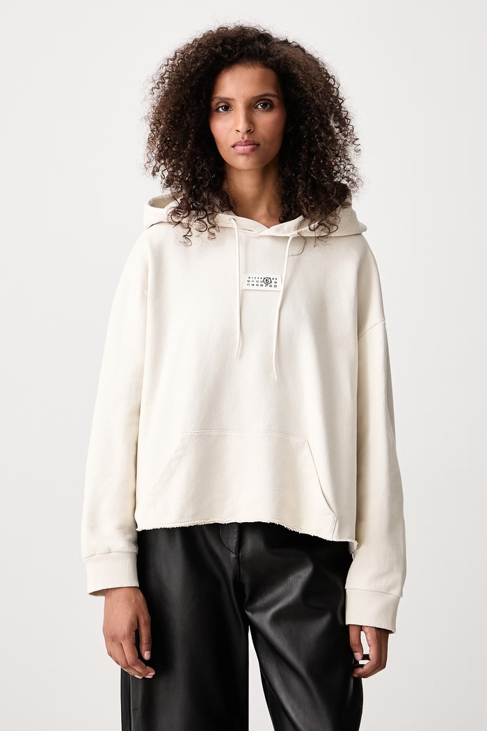 MM6 Maison Margiela Bluza z kapturem bawełniana damska beżowy S52GU0235.M25025
