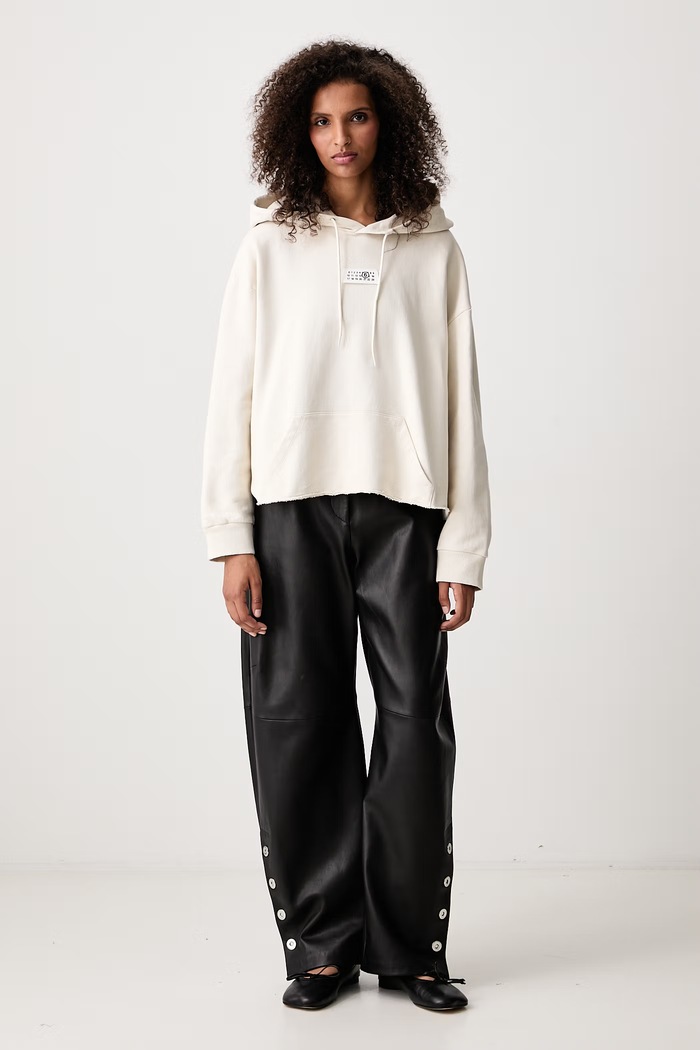 MM6 Maison Margiela Bluza z kapturem bawełniana damska S52GU0235.M25025 beżowy AW26