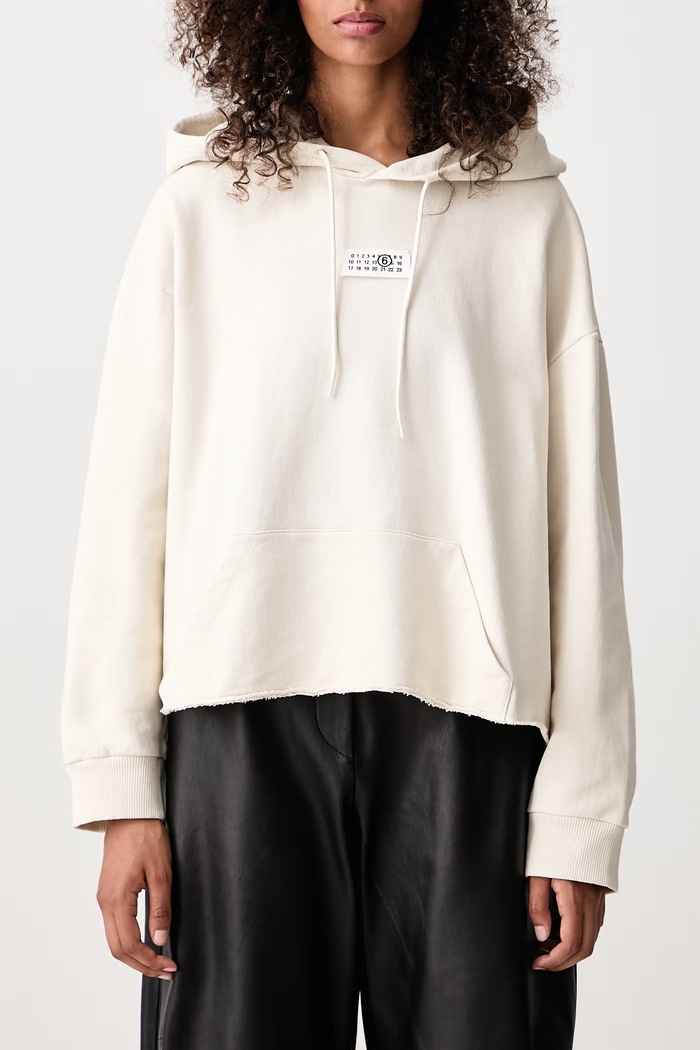 Bluza z kapturem bawełniana damska MM6 Maison Margiela beżowy S52GU0235.M25025