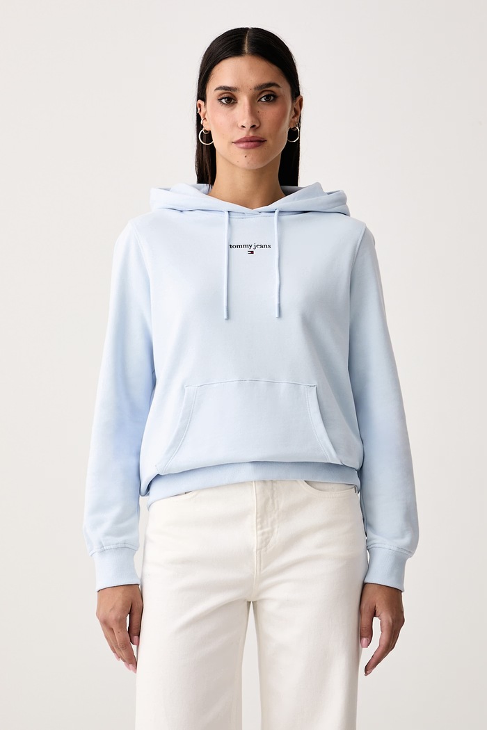 Tommy Jeans Bluza z kapturem damska bawełniana niebieski DW0DW23537