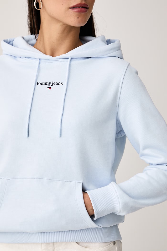 Bluza z kapturem damska bawełniana Tommy Jeans DW0DW23537 niebieski